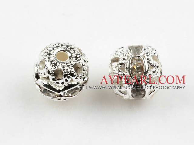 Rhinestone beads,6mm round , silver color, sold per pkg of 100