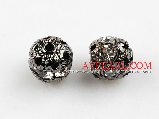 Rhinestone beads,6mm round , black color, sold per pkg of 100