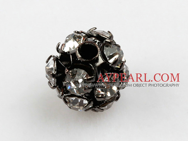 Rhinestone Round Beads, black,clear,6mm, Sold per pkg of 100.