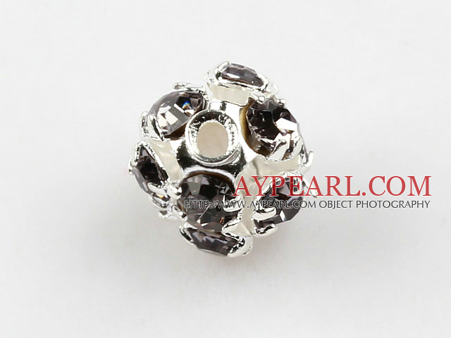 Rhinestone round beads,6mm,silver, dark purple. Sold per pkg of 100