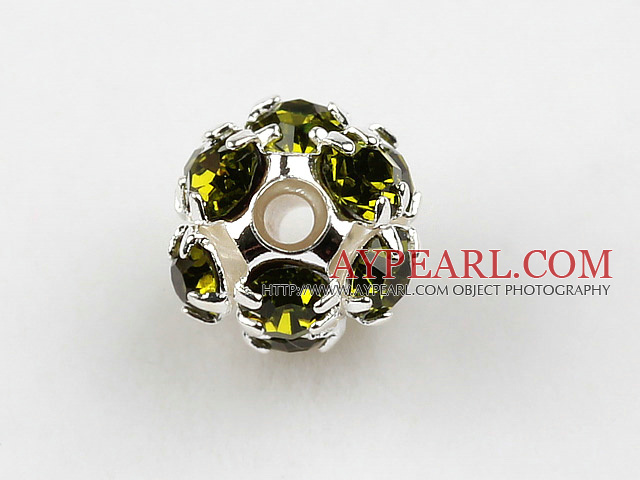 Rhinestone round beads,6mm,silver ,mustard . Sold per pkg of 100