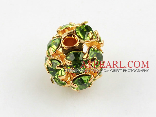 Rhinestone round beads,6mm,Golden ,Olive green, Sold per pkg of 100.