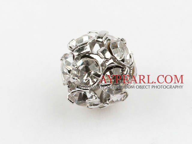 Rhinestone round beads, 8mm, silver, clear. Sold per pkg of 100.