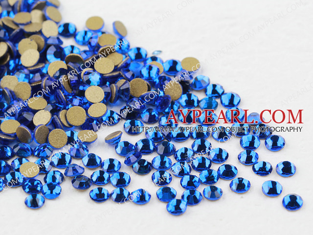 Rhinestone cabochon, dark blue, silver-foil back ,3.0-3.2mm faceted round, SS12. Sold per pkg of 1440.