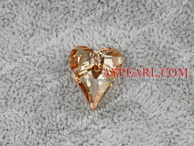 austrian crystal beads, 17mm heart, gold, sold per pkg of 2