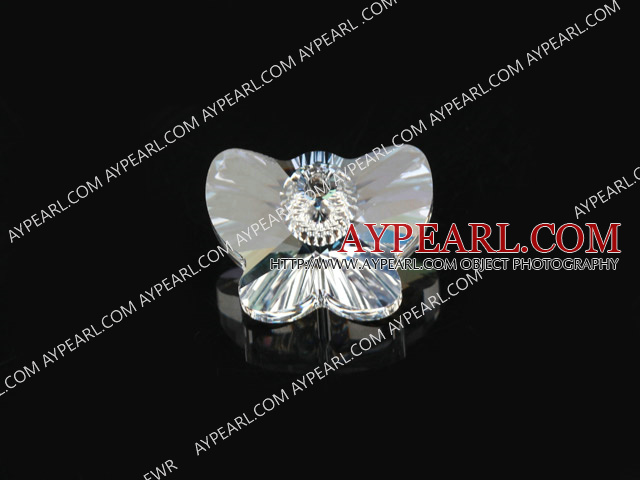 austrian crystal beads,18mm butterfly ,white, sold per pkg of 2