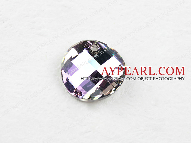 austrian crystal beads,18mm slice,amethyst with bottom plated,slided drill,sold per pkg of 2