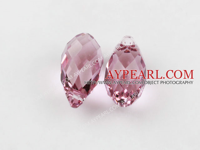 Austrain crystal pendants, pink, 13mm  edge hole. Sold per pkg of 2.