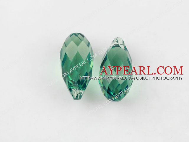 Austrain crystal pendants, green, 13mm  edge hole. Sold per pkg of 2.