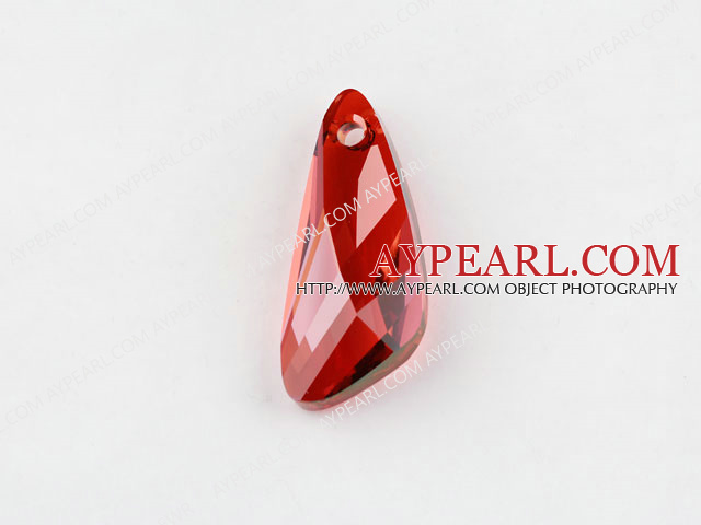 Austrian crystal pendants, red, 6mm inclined knife shape. Sold per pkg of 2.