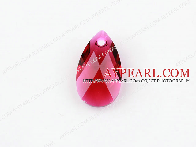 Austrian crystal beads, red, 22mm  tear drop shape. Sold per pkg of 2.