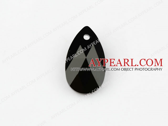 Austrian crystal beads, black, 22mm  tear drop shape. Sold per pkg of 2.