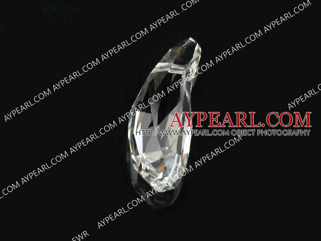 Austrian crystal pendants, transparant, 28mm faceted lily. Sold per pkg of 2.