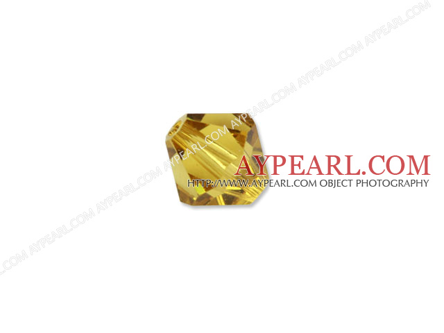 Austrian crystal beads, 4mm bicone yellow . Sold per pkg of 1440