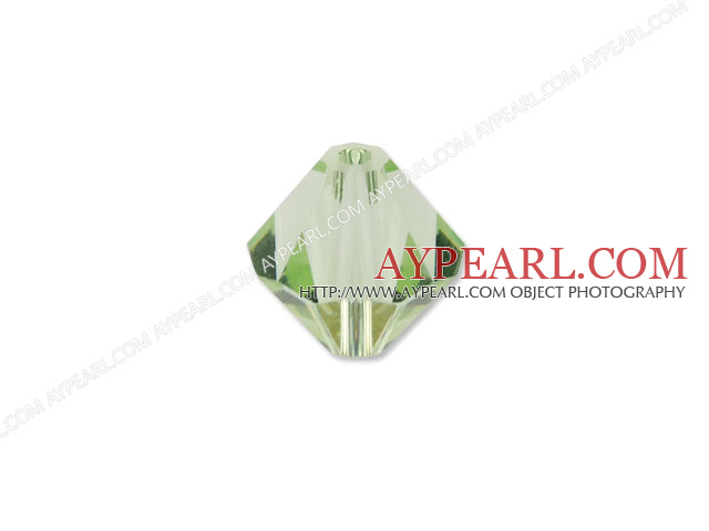 Austrian crystal beads, 4mm bicone ,light green. Sold per pkg of 1440