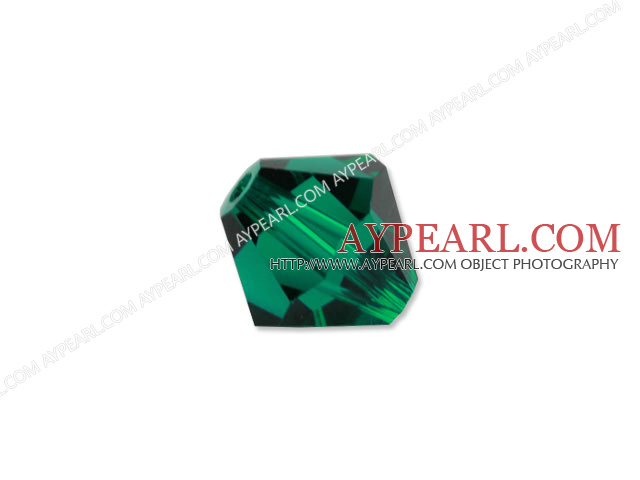 Austrian crystal beads, 4mm bicone,dark green . Sold per pkg of 1440