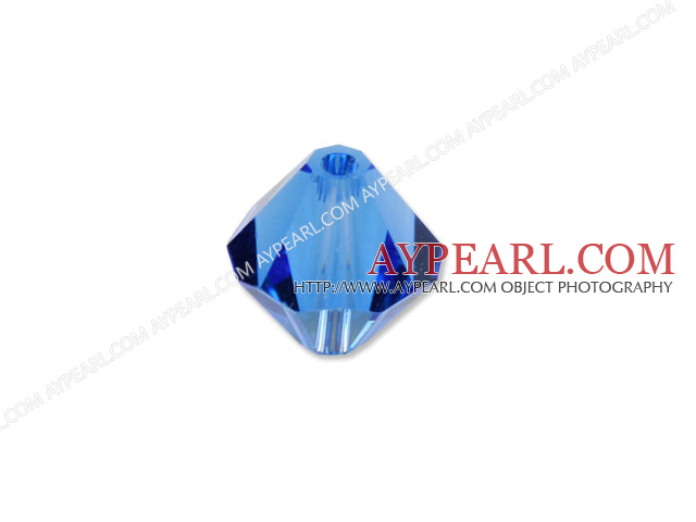 Austrain crystal beads, sapphire blue, 6mm bicone. Sold per pkg of 360.