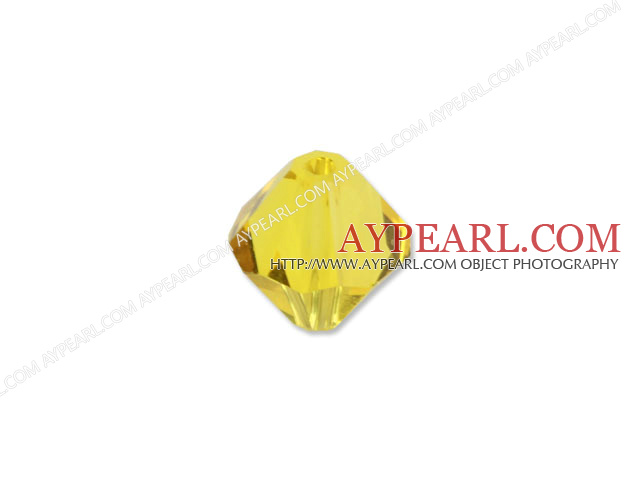 Austrain crystal beads, yellow, 8mm bicone. Sold per pkg of 360.