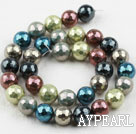 Sea shell beads, multi color, 12mm faceted round. Sold per 15.16-inch strand.