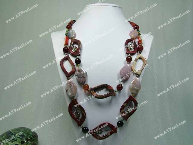 indian agate rhodonite necklace