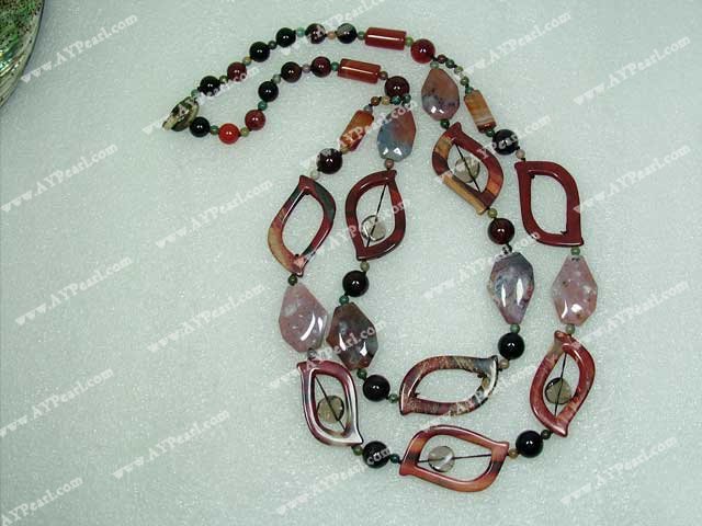 indian agate rhodonite necklace