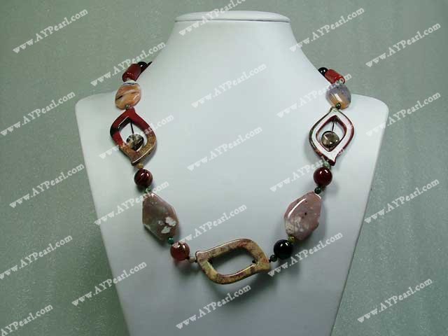 indian agate rhodonite necklace