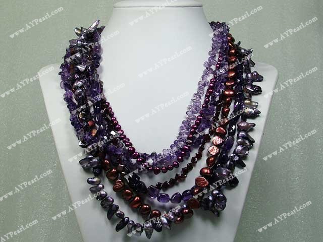 amethyst pearl garnet necklace