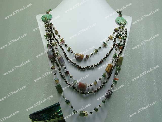 indian agate pearl necklace