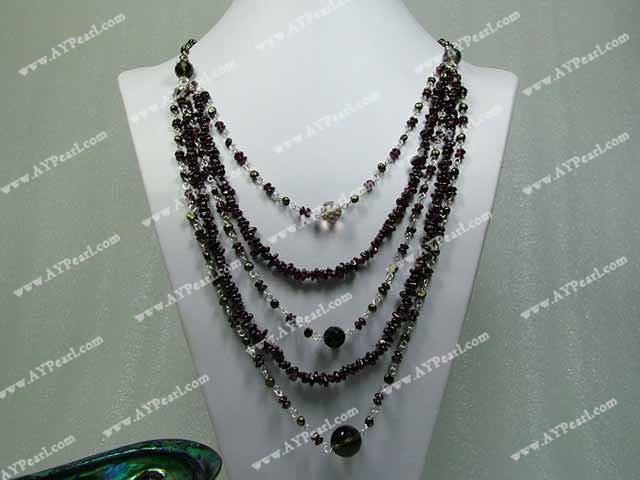 garnet crystal pearl necklace