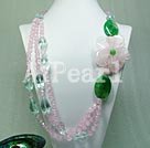 Wholesale Gemstone Jewelry-faceted rose quartz crystal agate necklace