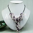 Wholesale Gemstone Jewelry-amethyst rose quartz pearl necklace