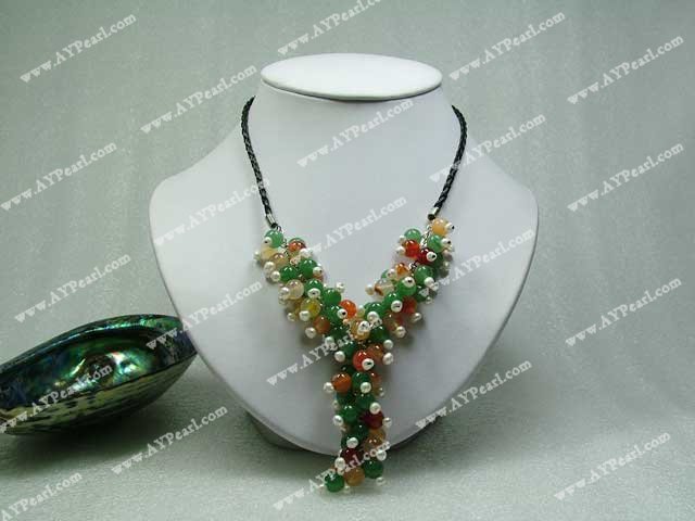 aventurine agate pearl necklace