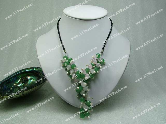 aventurine rose quartz pearl necklace