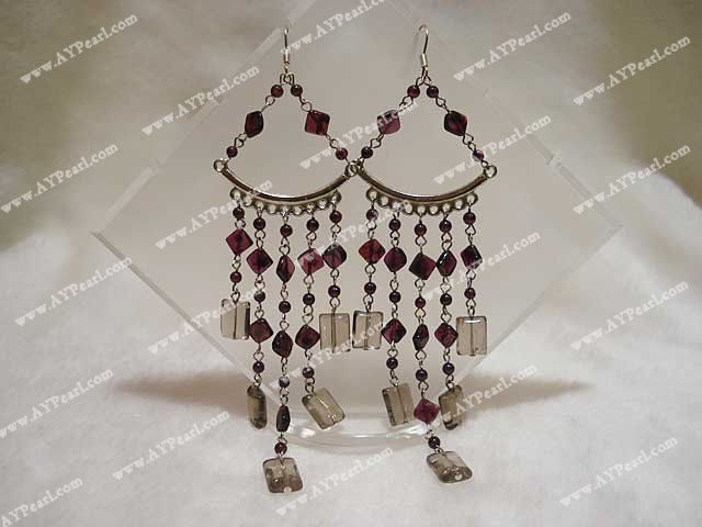 garnet crystal earring