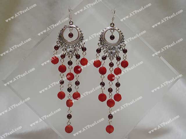 garnet coral earring