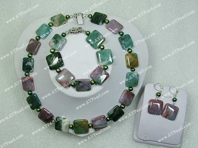 indian agate pearl set