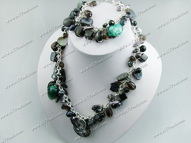 agate shell pearl crystal set