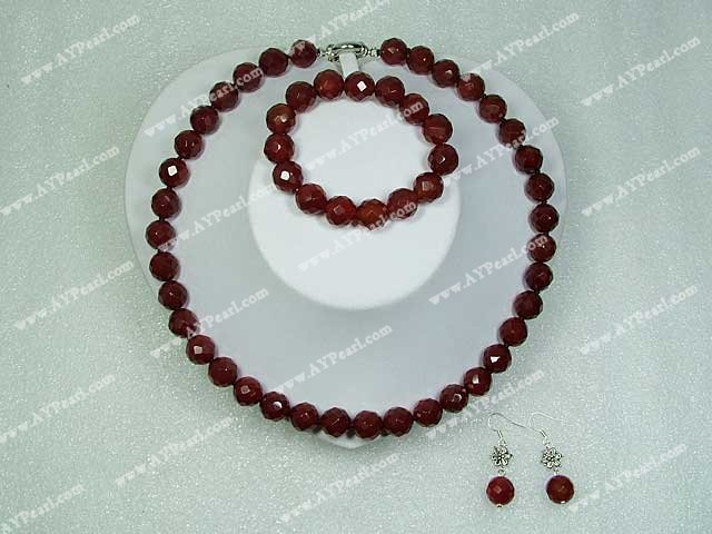 faceted red agate set