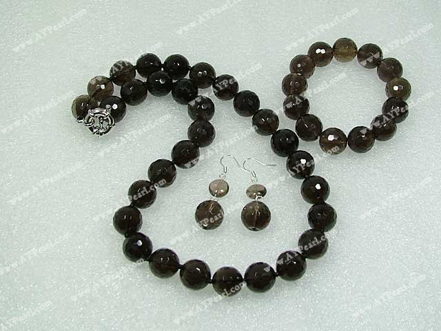 faceted smoky quartz necklace