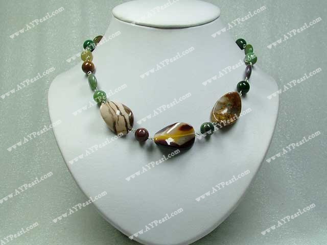 indian collier pierre d'agate