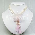 rose quartz pearl necklace