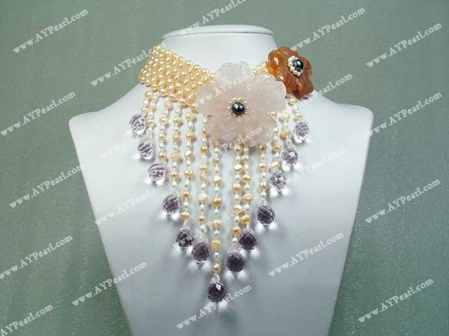 pearl crystal agate necklace