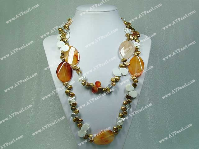 pearl shell agate necklace