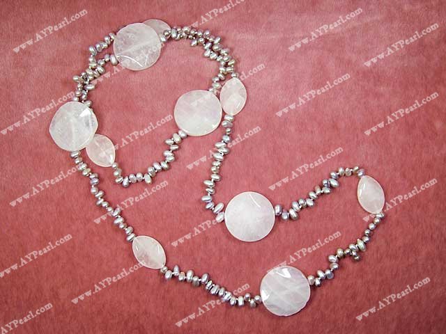 pearl rose quartz necklace