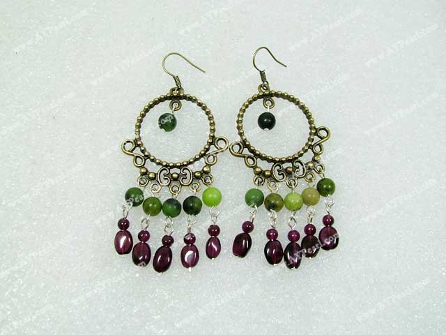 garnet jade earring