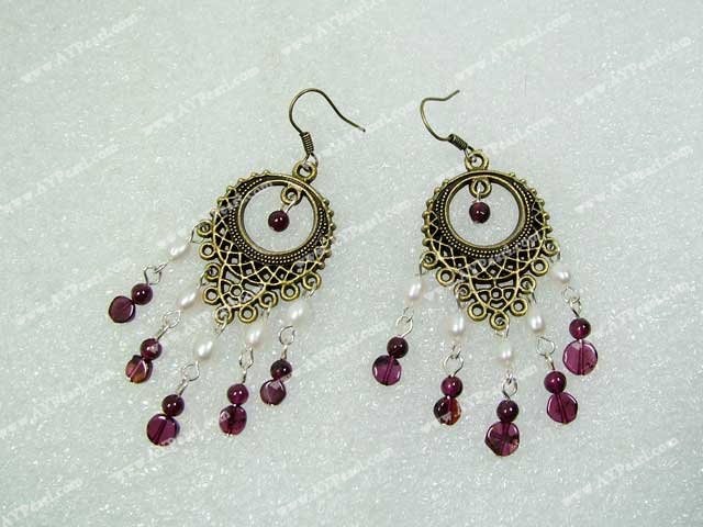 garnet pearl earring