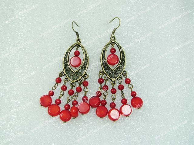 blood stone coral earring