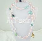 Wholesale Gemstone Necklace-rose quartz pearl crystal necklace