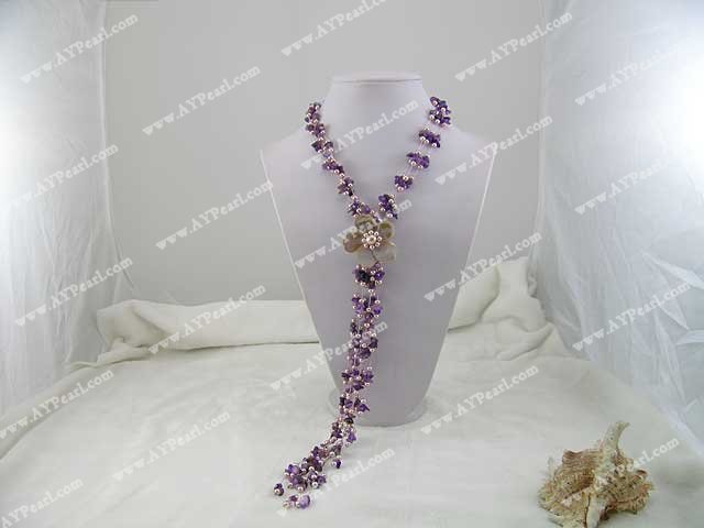 amethyst pearl shell necklace