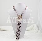 Wholesale Gemstone Necklace-garnet pearl shell necklace